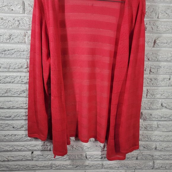 North Crest Women Top 2X Plus Cardigan Open Duster Pink Lightweight Sheer Knit - Picture 4 of 8